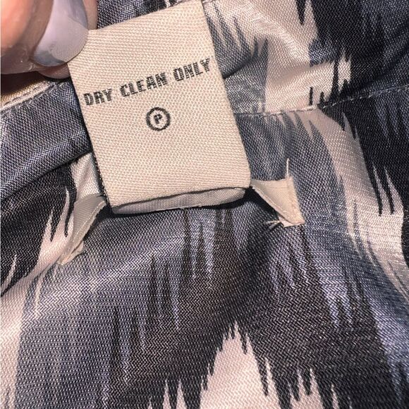 Vertigo Paris Belted Trench Coat XS Blue White Grey Ikat Print Double Breasted - Picture 8 of 8